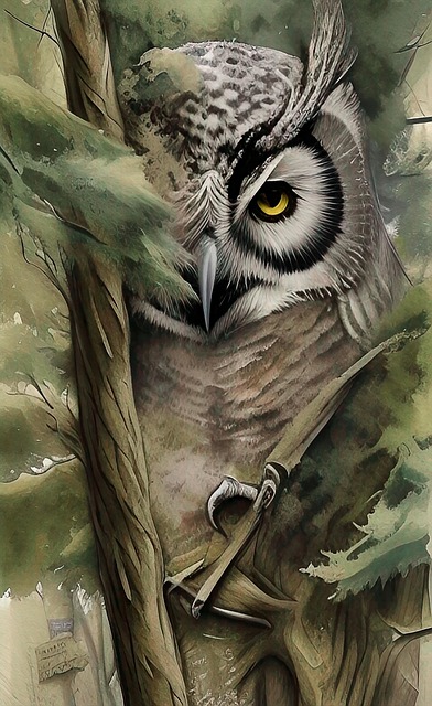 Free owl nature branch illustration