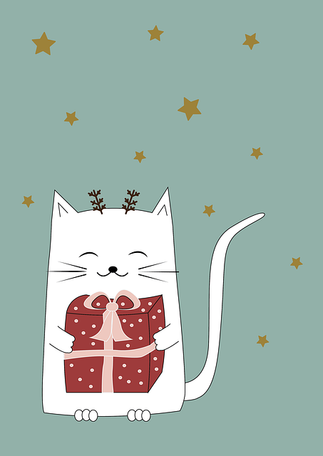 Free xmas christmas cat illustration