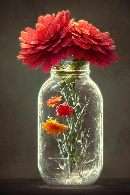 Free ai generated flowers jar illustration