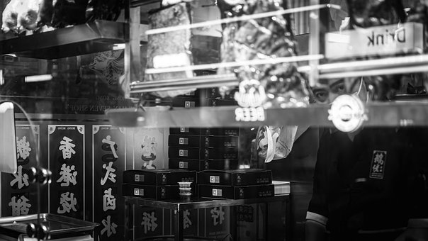 Shanghai, Kina, Hawker, Mad, Gå I Stå