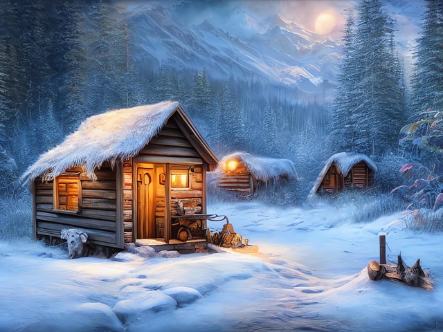 Free generated cabin trapper's cabin illustration