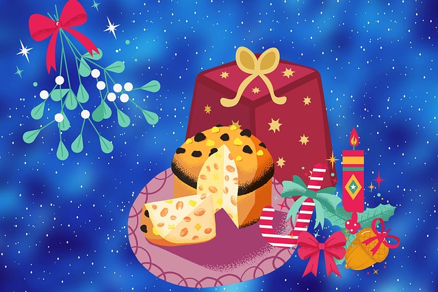 Free christmas feast panettone illustration