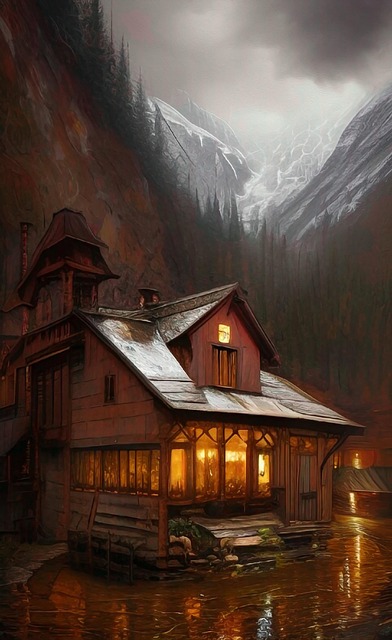 Free cabin mountains cottage illustration