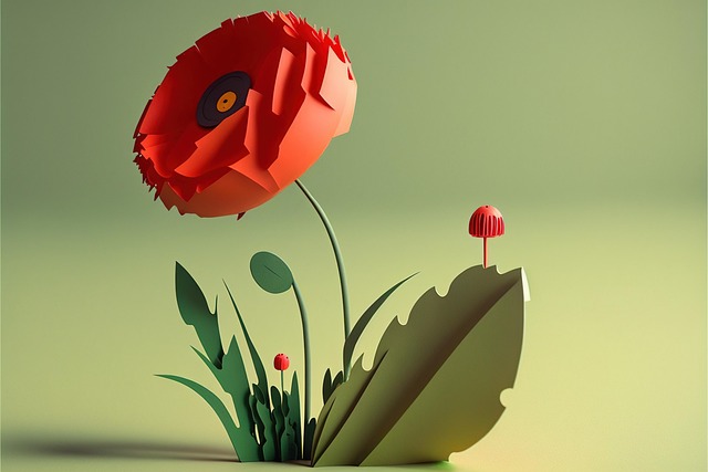 Free red poppy art beauty illustration