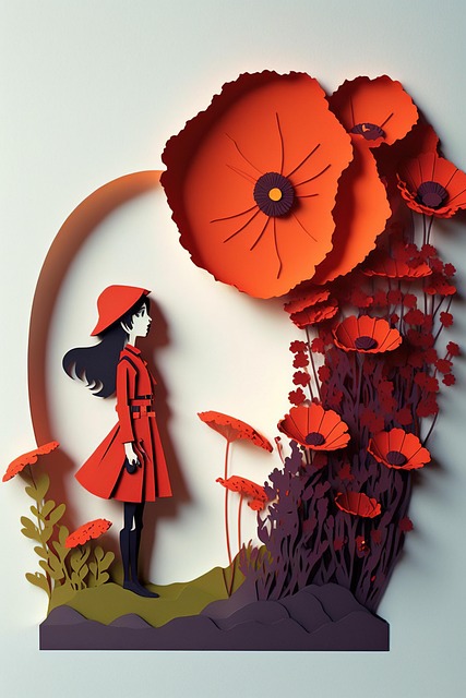 Free art flowers red dress illustration