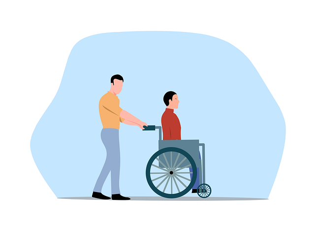 Free disability wheelchair caregiver vector