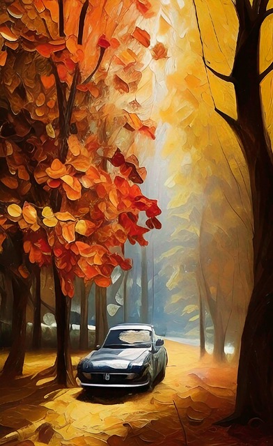 Free fall autumn abstract painting illustration