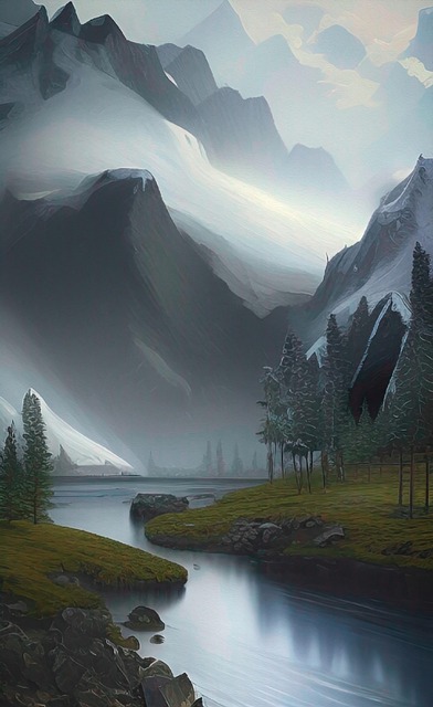 Free trees mountains wilderness illustration