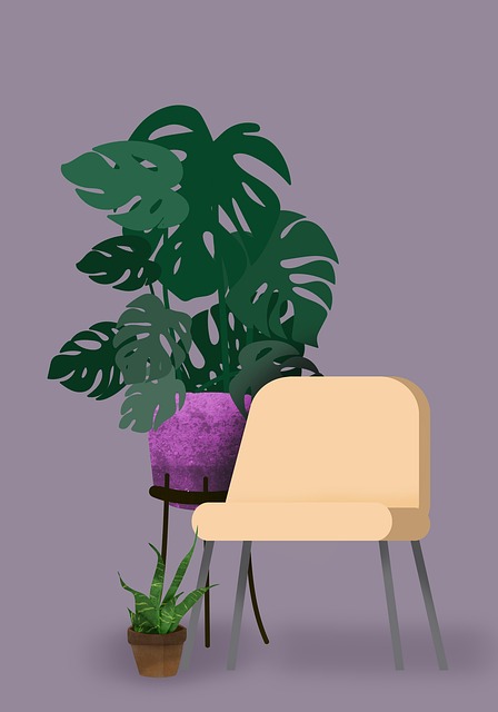 Free plants chair boho illustration