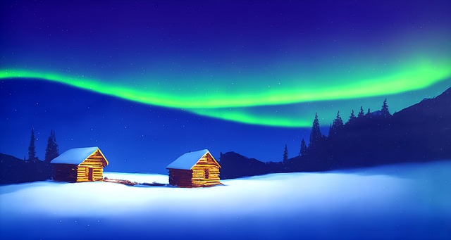 Free log cabin house stars illustration