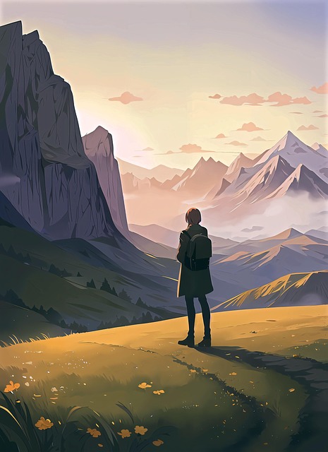 Free hiker wanderer painting illustration