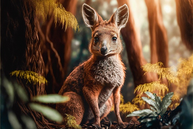 Free kangaroo forest nature illustration