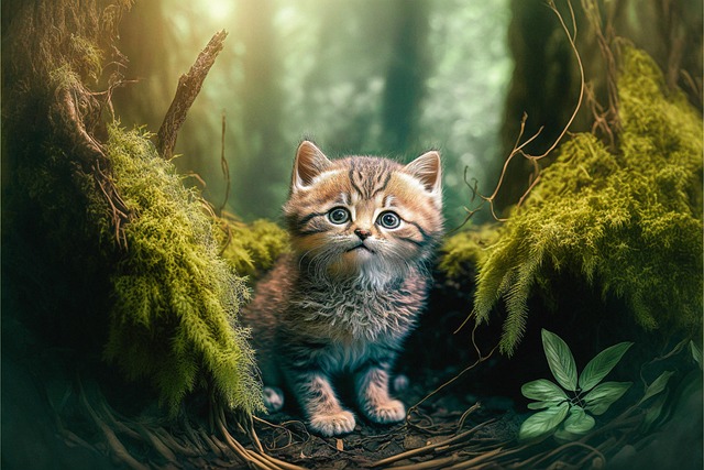 Free cat animal forest illustration