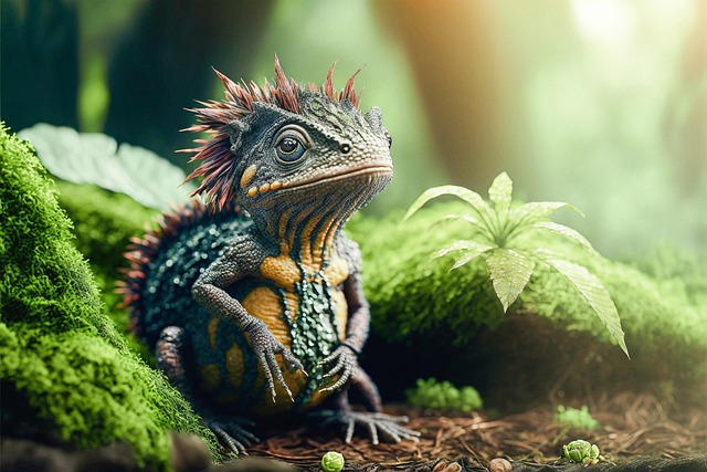 Free chameleon animal forest illustration