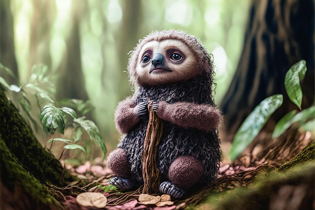 Download free ai generated art of Sloth Animal images Free sloth animal forest illustration