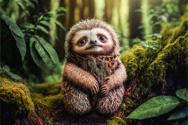 Download free ai generated art of Sloth Animal images Free sloth animal forest illustration