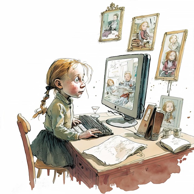 Free girl online learning illustration