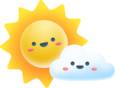 Sonne, Wolke, Kawaii, Niedlich