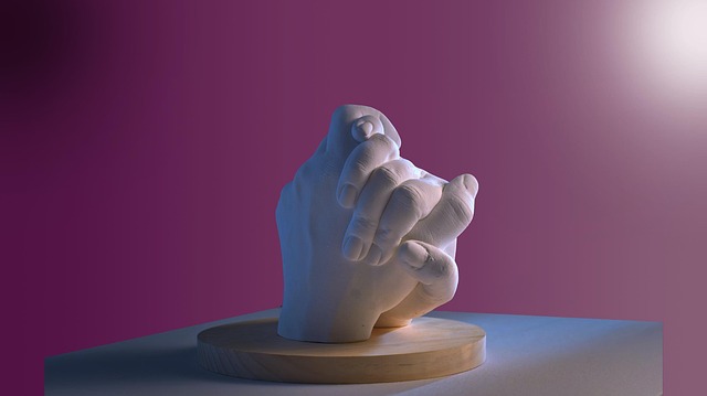 Free hands stone sculpture art illustration