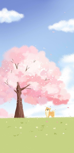 Hermoso, Curar, Cachorro, Cerezo