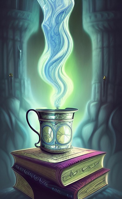 Free books cup steam illustration