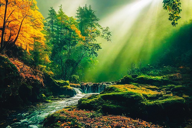 Free trees forest river illustration