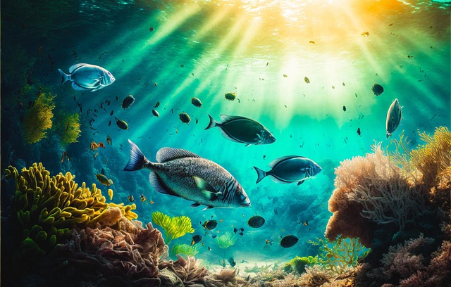 Free ai generated aquarium blue illustration