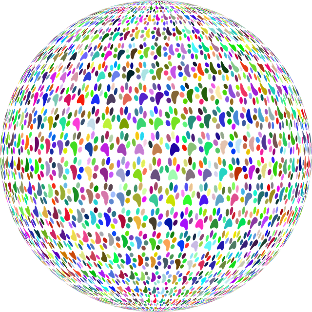 Free sphere paw prints ball vector