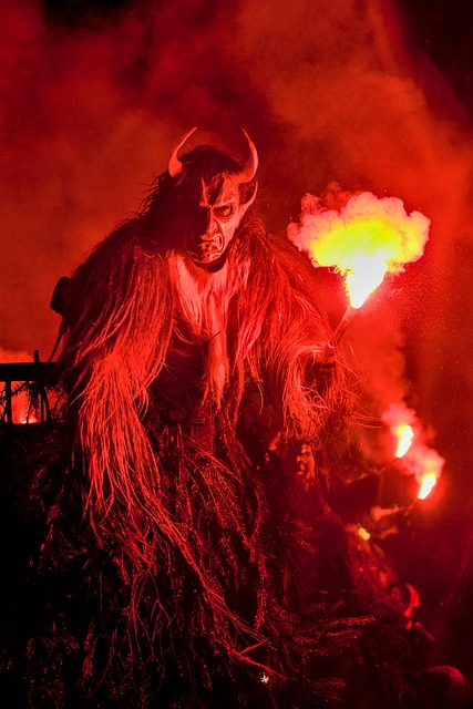 Free krampus bengal torch illustration