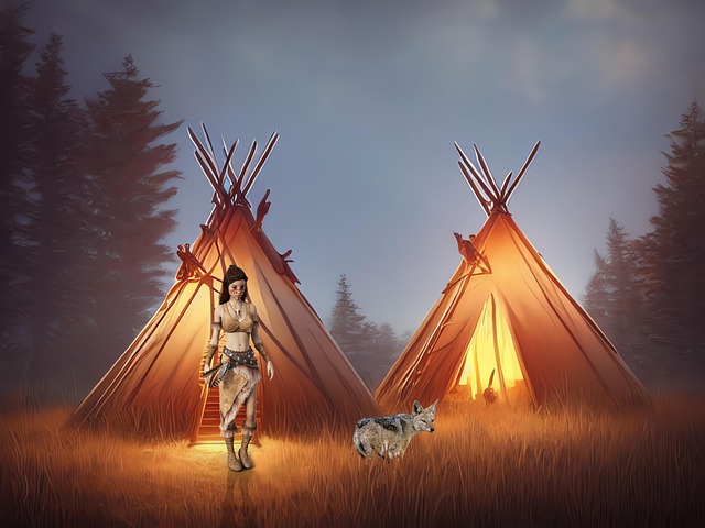 Free woods teepees background illustration