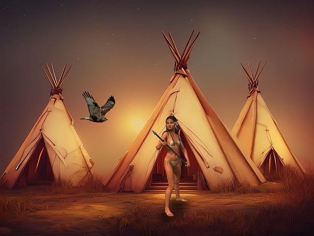 Free woods teepees background illustration