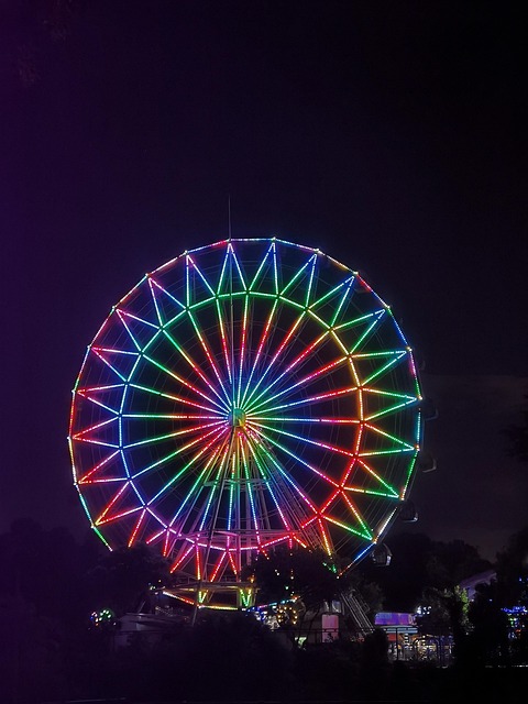 Riesenrad, Freizeitpark, Nacht, Licht