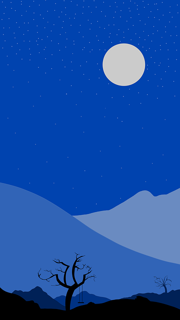 Free moonscape skyscape mountain illustration