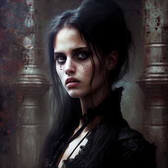 Mittwoch, Goth, Gothic-Mädchen, Traurig