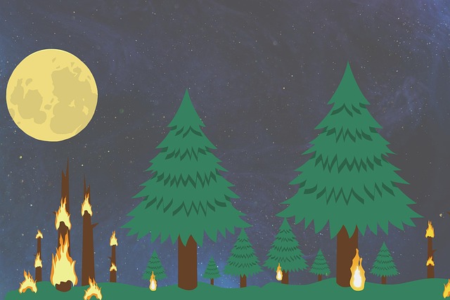 Download free HD stock image of Forest Fire Free forest fire night illustration