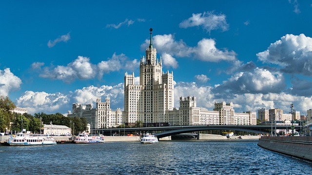 Rieka, Budova, Čln, Most, Moskva, Rusko