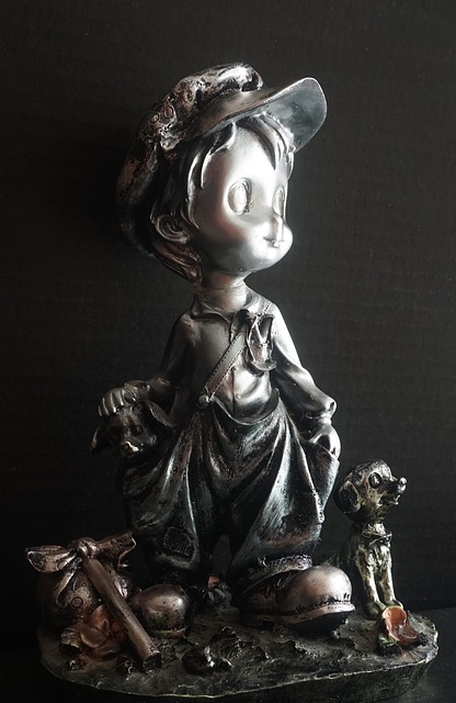 Copil, Câine, Poveste, Statuie, Prieteni