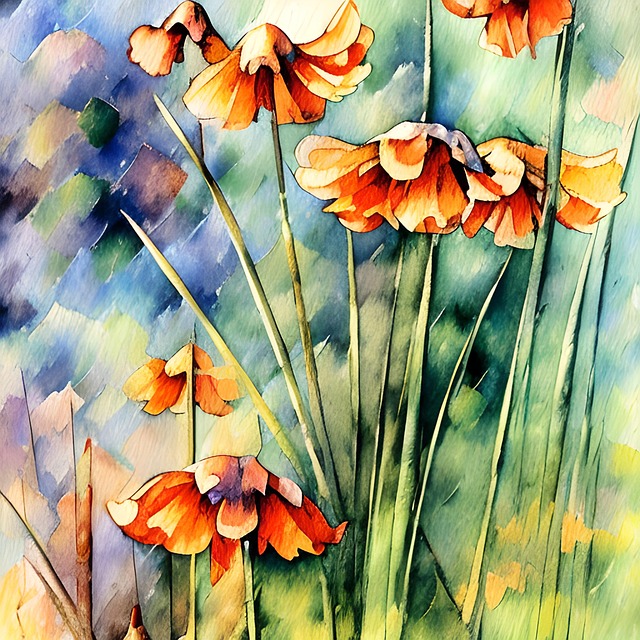 Akvarel, Blomster, Maleri, Ai Genereret
