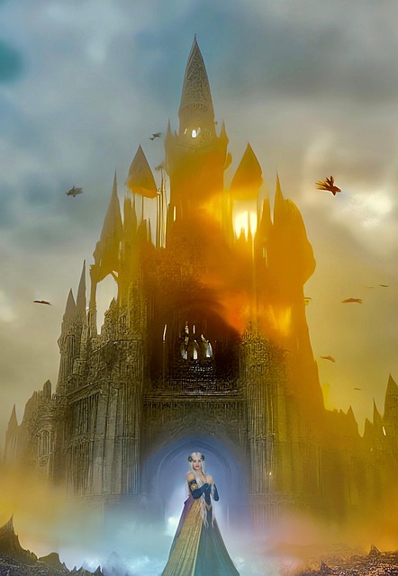 Free fantasy castle witch illustration