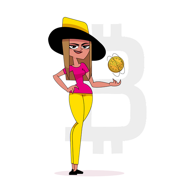 Free woman bitcoin investment illustration