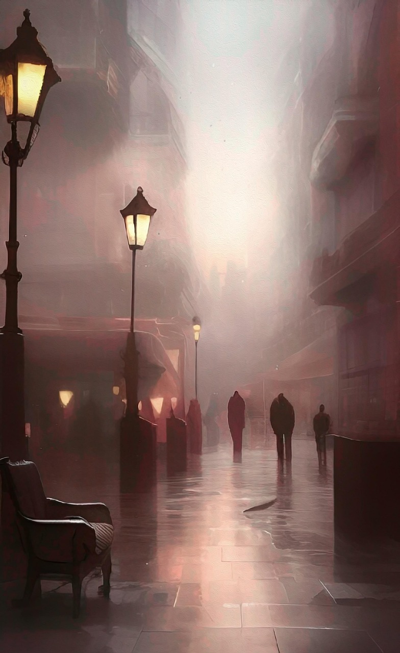 Free pedestrians city fantasy illustration