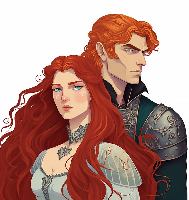 Free love medieval cartoon illustration