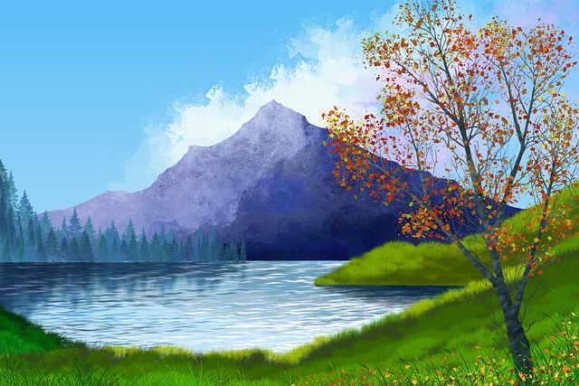 Free mountain tree nature illustration