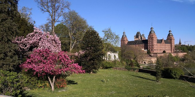 Aschaffenburg, Slot, Forår, Smuk