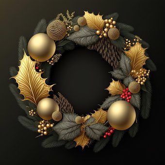 Free Gold Christmas Wreath Christmas Wreath illustration and picture