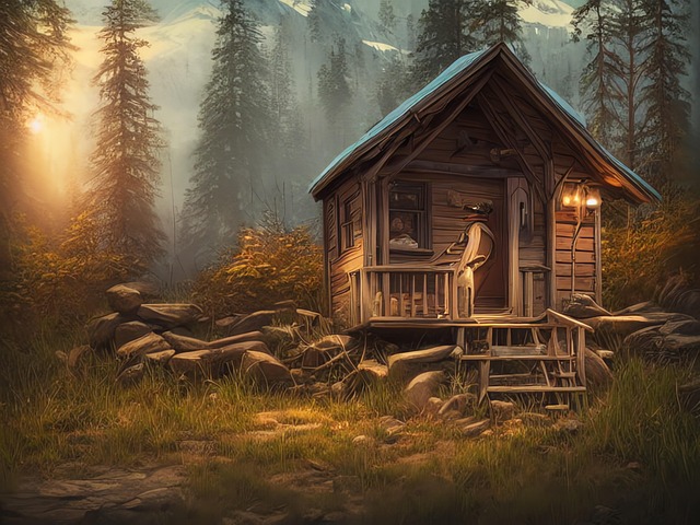 Free generated cabin trapper's cabin illustration
