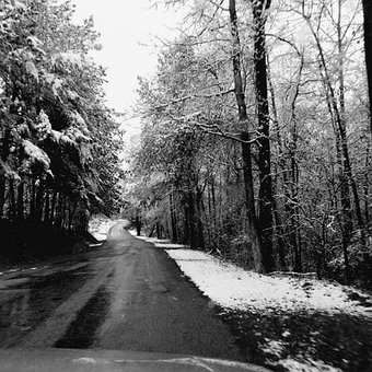 Vej, Vinter, Snestorm, Vejr, Skyer