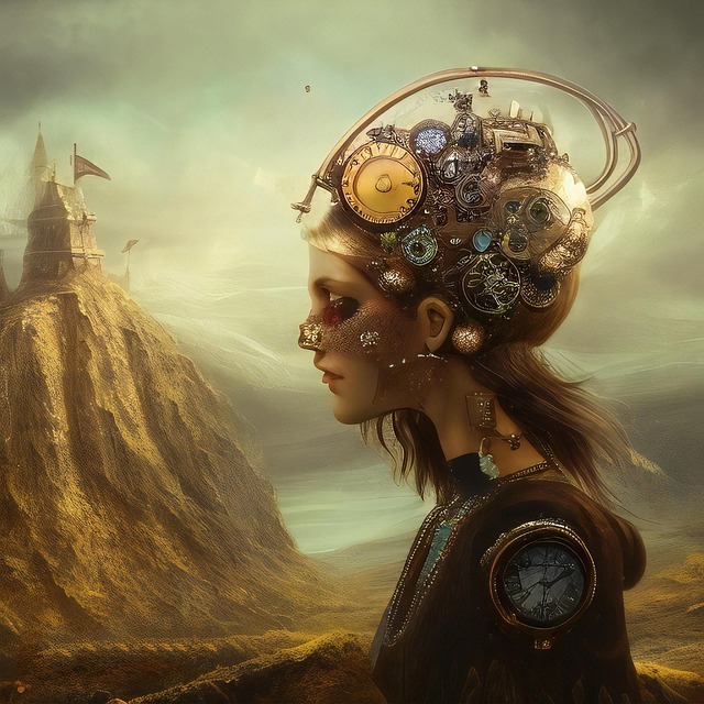 Free woman brain steampunk illustration