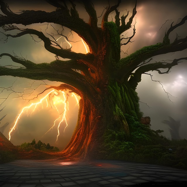 Free picturesque branches scene illustration