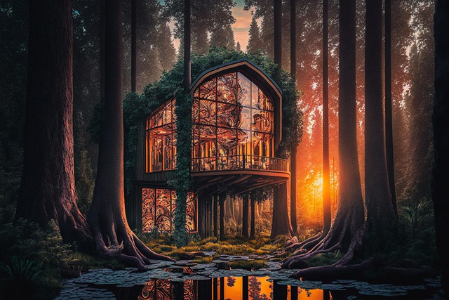 Free trees tree house forest illustration